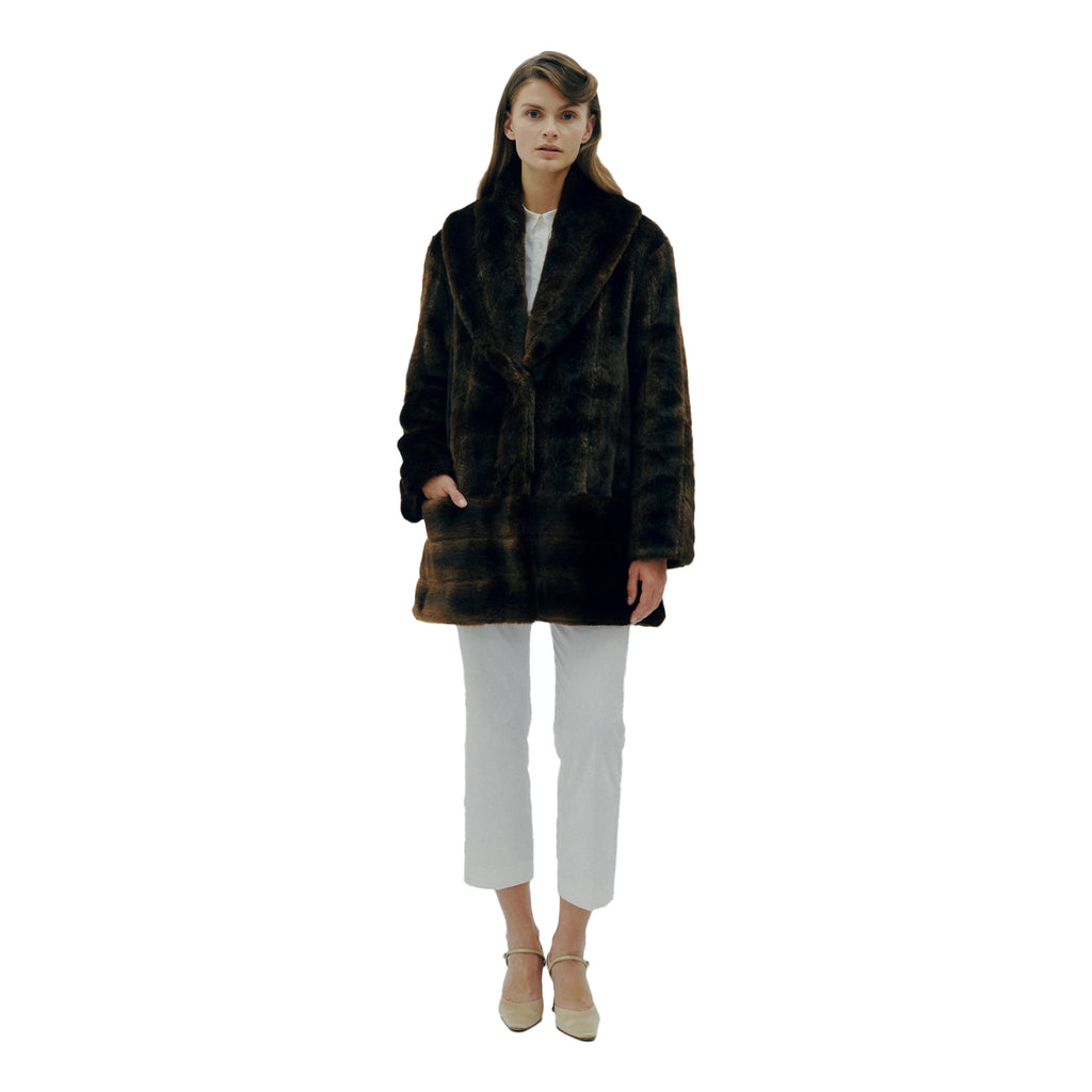 Zara black fur outlet coat