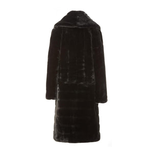 Deuzia Black Stripes Faux Fur Relaxed Coat Packshot Back Marei1998